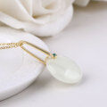 wholesale 925 Silver Gold-Plated, Dainty and Elegant Choker Necklace with Certificate, Circular Hetian Jade Pendant in a Minimalist and Light Luxury Style-0-1