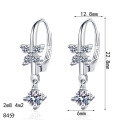 S925 Sterling Silver Full Moissanite Butterfly Earrings with Tassels-0-3