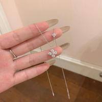 wholesale S925 Sterling Silver Flower Love Full Body Ultra-Sparkling Zirconia Small Flower Necklace Light Luxury Texture High-Carbon Diamond Collarbone Chain Versatile for Women-Platinum 925 silver