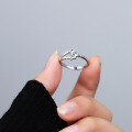 wholesale S925 Sterling Silver Plain Meteorite Ring, Ins Minimalist Style Niche Design Adjustable Open Ring Jewelry Wholesale-0-0