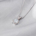 wholesale 925 Sterling Silver 1-carat Moissanite Necklace for Women, Small Snowflake Diamond Pendant, Elegant Collarbone Chain for Autumn and Winter-0-2