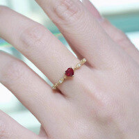 wholesale 18K gold natural ruby ring with vintage lace small heart design, a luxurious piece-18K Rose Gold>8-15 (Pre-sale)