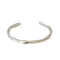 wholesale S925 sterling silver 218 Korean version versatile silver bracelet, ins minimalist fashion irregular concave-convex surface smooth bangle for women-0-4