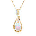 S925 Silver Saturn Orbit Opal Pendant Necklace-0-6