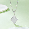 wholesale S925 Sterling Silver Small Niche Full Diamond-Cut Moissanite Inlaid Rhombus Cross-Border Euro-American Trendy Hip-Hop Square Pendant Necklace-0-3