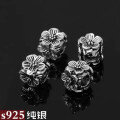 wholesale Sterling silver vintage plum blossom square spacer bead DIY crystal bracelet necklace jewelry accessories-0-2