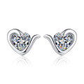 wholesale S925 Sterling Silver Moissanite Heart-shaped Moissanite Stud Earrings, Fresh and Sweet, Niche and Delicate Style, for Girlfriend-0-4