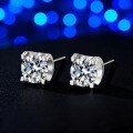 S925 Sterling Silver Moissanite Horn Earrings, 1-Carat Diamond-Cut Luxury Women's Studs-0-1