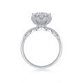 wholesale S925 Sterling Silver Moissanite Six-Prong Halo Pave Setting Closed Band Ring, Cross-Border TEMU Best-Selling New Style Direct Factory Wholesale-0-4
