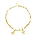 wholesale S925 Sterling Silver Diamond-Inlaid Double Cross Bracelet Fashionable Light Luxury Minimalist Ins Style Design Sense Jewelry Gift for Best Friend-0-4