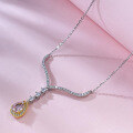 wholesale S925 Sterling Silver New Drop-shaped One-carat Pink Diamond Necklace Imported High-carbon Diamond Pendant for Women Minimalist-0-3