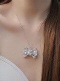 wholesale S925 Sterling Silver KoreanExaggerated Diamond-Encrusted Bow Necklace Minimalist Elegant Personality Choker Necklace for Women-0-1