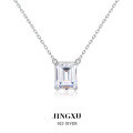 wholesale 925 Sterling Silver Necklace with Parallel Cut High Carbon Diamond Inlaid Geometric Rectangle Pendant in Instagram Style for Women-0-0