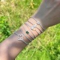wholesale S925 Sterling Silver Women's Tennis Bracelet with Four-Leaf Clover Geometric Zirconia Pave Design, Light Luxury and High-End Feel-0-3