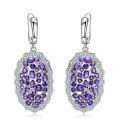 wholesale S925 Silver Luxury Natural Amethyst Stud Earrings with Group-Set High-End Natural Gemstones-0-4
