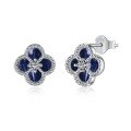 wholesale S925 Sterling Silver Korean-style Light Luxury Earrings with Advanced Zircon and Mother-of-Pearl Inlay, Fashionable Clover Minimalist Design Earrings-0-7