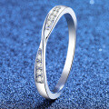 Sterling Silver Ring with Moissanite, Interwoven Love Design-0-0