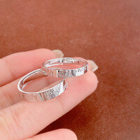 wholesale S925 Sterling Silver Love Fingerprint Couple Rings, Minimalist Design, Niche Aesthetic, Qixi Festival Gift Matching Pair-Heart Fingerprint Couple Ring/Approx. 4.13g&gt;PR003643