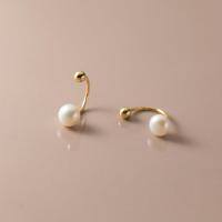 wholesale S925 Silver Pearl Series French Small Hook Earrings, Minimalist Summer Ear Cartilage Stud for Women M01902-Gold 925 silver