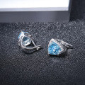 wholesale S925 Silver Cold Style Natural Stone Earrings, Triangular Sky Blue Topaz Gemstone Ear Drops-0-2