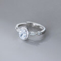 wholesale S925 Sterling Silver Fresh Sweet Ins Style Small and Unique Design Four-Claw Oval Diamond Ring R02694-0-2