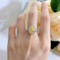 wholesale S925 Silver 8*12 Yellow Diamond High Carbon Diamond Ring for Cross-Border EU and US Markets, 5 Carat Platinum Diamond Ring by Zhuozhifan New Style-0-1