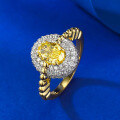 wholesale S925 Gold-Plated High-Carbon Diamond 5*7 Wealth Yellow Diamond Ice-Cut S925 Silver Ring-0-2