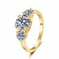 Gold-Plated S925 Silver Women's Ring with 3-Carat Moissanite-0-3