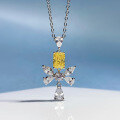 wholesale S925 Silver New Style Simple Diamond-inlaid Butterfly Necklace 5*7 Yellow Diamond Pendant Women's Fashion Collarbone Chain-0-5