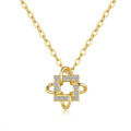14K Gold Plated 925 Sterling Silver Full Moissanite Square Pendant Necklace-0-3