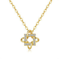 14K Gold Plated 925 Sterling Silver Full Moissanite Square Pendant Necklace-(Moissanite D color)  925 silver