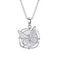 wholesale S925 Sterling Silver Guofeng Style Three-Dimensional Butterfly White Shell Pendant Necklace for Women, Small Batch Design, Unique and High-End Collarbone Chain, New Chinese Aesthetic-0-4