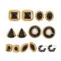 wholesale Stainless Steel Black Earrings with Agate Oil Drop Design-0-0