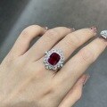 wholesale S925 silver luxurious set with a 55ct cushion-cut lab-grown pigeon blood red ruby for TikTok and Xiaohongshu livestreams-0-4