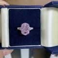 wholesale 925 Sterling Silver Pink Diamond Ring Women's Large Cocktail Diamond Ring Engagement Ring 10X14 Large Size TikTok Live Stream Source-0-0
