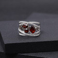 wholesale 925 silver inlaid with natural gemstone, a design-sense luxurious and high-end natural garnet ring from the Prosperity Collection-0-1