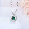wholesale 925 Silver Live Stream Drop Shipping Small Octagon Cultivated Emerald Micro-Set Zircon Gift Giveaway Commemorative Pendant-0-3