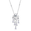 S925 Sterling Silver Firework Tassel Necklace with Zirconia-0-3