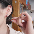 wholesale S925 Sterling Silver Zodiac Year of the Rabbit Earrings with Red Agate, Fresh and Sweet Lovely Earrings-0-3