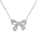 wholesale S925 Sterling Silver Cross-Border New Set of Women's Diamond-Encrusted Bow Necklace and Earrings with Exquisite and Stylish Design-0-6