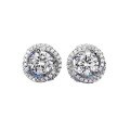 wholesale Sterling Silver New 1 Carat Simulated Diamond Luxuriously Set Full Diamond Stud Earrings European and American Cross-Border Style-0-4