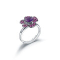 wholesale S925 silver designer gemstone ring adjustable, floral blooming high-end natural amethyst ring-0-5