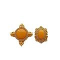 wholesale Gold-plated 925 ancient silver fittings set with natural amber cross vajra spacer beads and back cloud plaque for DIY hand-stringing-0-4