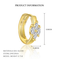 wholesale S925 Sterling Silver Light Luxury Zircon Petal French Earrings For Women, Fashionable And Unique European And American Niche Design Versatile Ear Accessories-E5264-Gold/Pair 925 Silver
