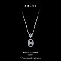 Metal Hollow Pig Nose Necklace, Women's 2025 New Ins Trendy Minimalist Collarbone Chain-S925 sterling silver + 50 points of moissanite  925 silver