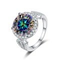 wholesale S925 Sterling Silver 5ct Round Moissanite Ring, Elegant and Sophisticated High-End Wedding Ring-0-8