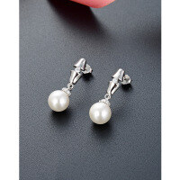wholesale S925 Sterling Silver Artificial Pearl Earrings for Women, Small and Minimalist Advanced Sense Studs, New Fashion Elegant Ear Accessories Ear Drops-Shell Pearl Earrings-with Plastic Earplugs 925 Silver