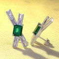 wholesale S925 Sterling Silver New 6*8 Emerald-Cut Stud Earrings Simple Fashion Versatile Light Luxury Style-0-2