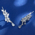wholesale 925 Sterling Silver Leaf Zircon Ear Clips, Fashionable and Luxurious, Gentle and Niche Design, High-End Sense, INS Style Ear Cuffs-0-3