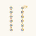 wholesale S925 Sterling Silver European and American Personalized Long Moissanite Earrings for Women Fashion Tassel Drop Earrings Straight Row Round Ear Jewelry-0-0